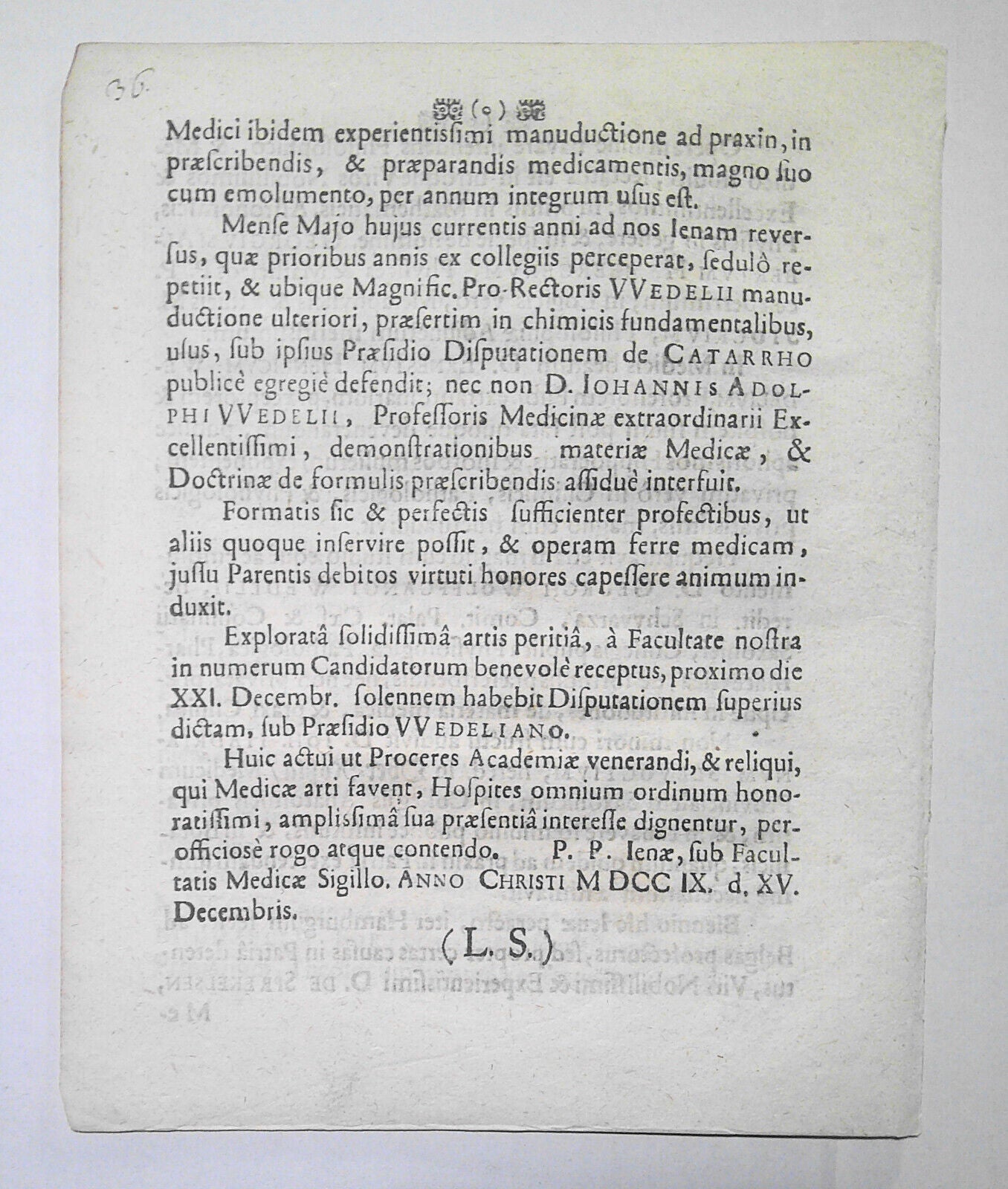 1709, Curiosity in Medicine - by Rudolf Wilhelm Crause. First edition. Latin.