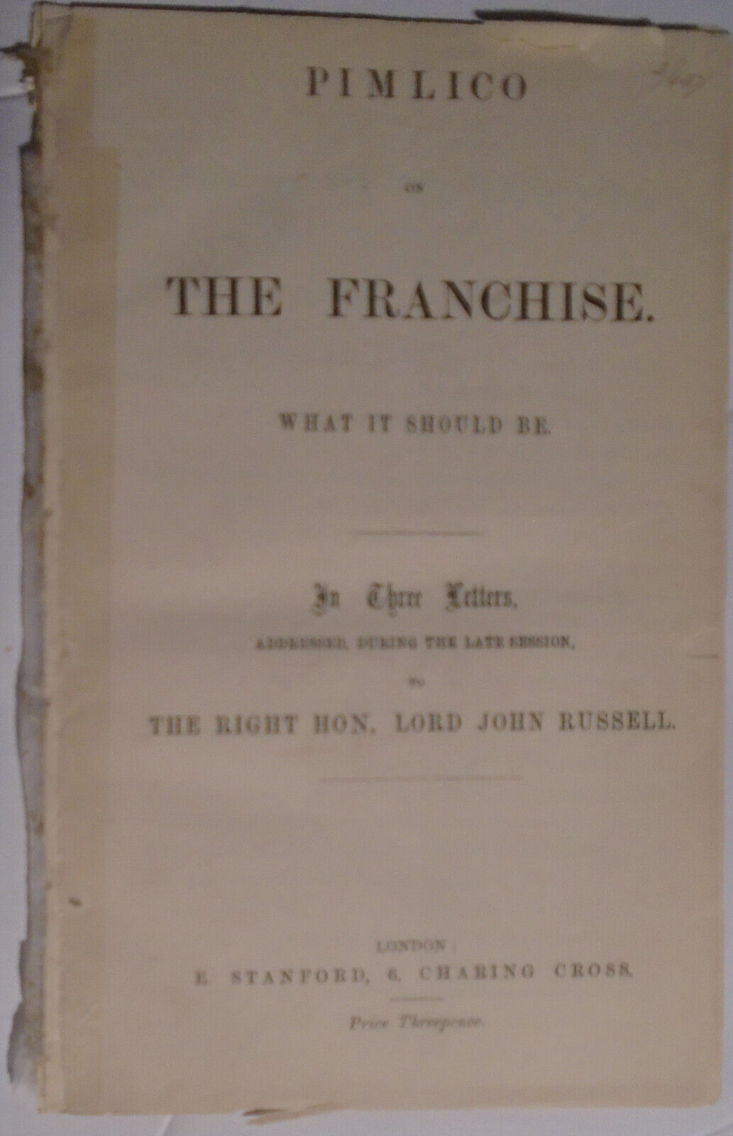 [Voting Rights] 1859 Pimlico on the franchise. What it should be