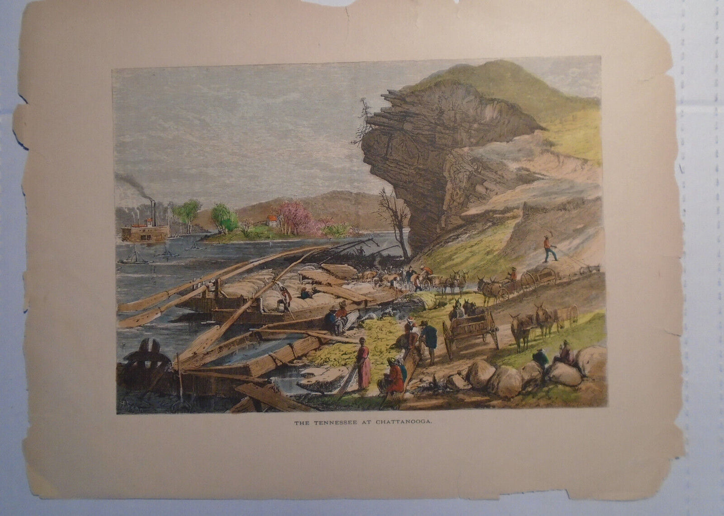 The Tennessee at Chattanooga - Hand-colored - Picturesque America 1872