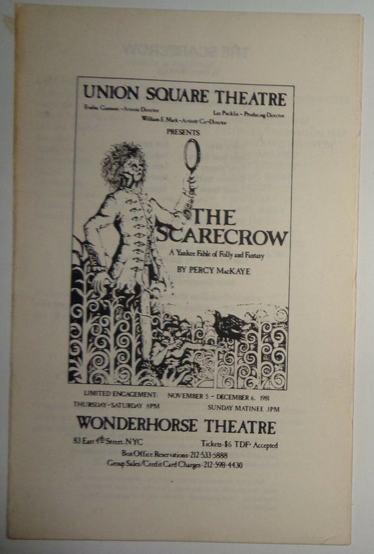 THE SCARECROW - PROGRAM - LIMITED ENGAGEMENT: NOV 5 - DEC 6, 1981