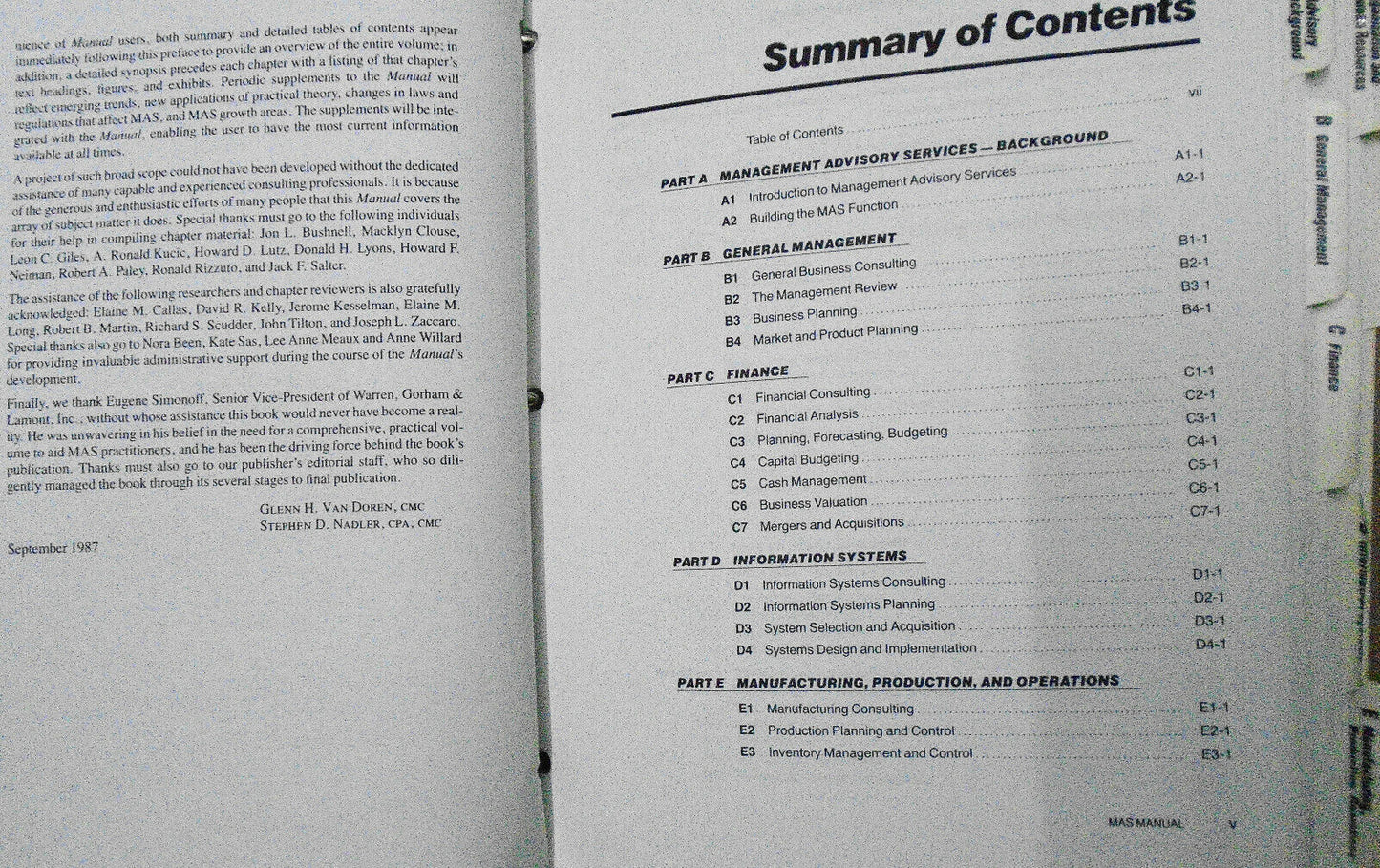 Management Advisory Services Manual by Glenn H Van Doren; Stephen D Nadler. 1987
