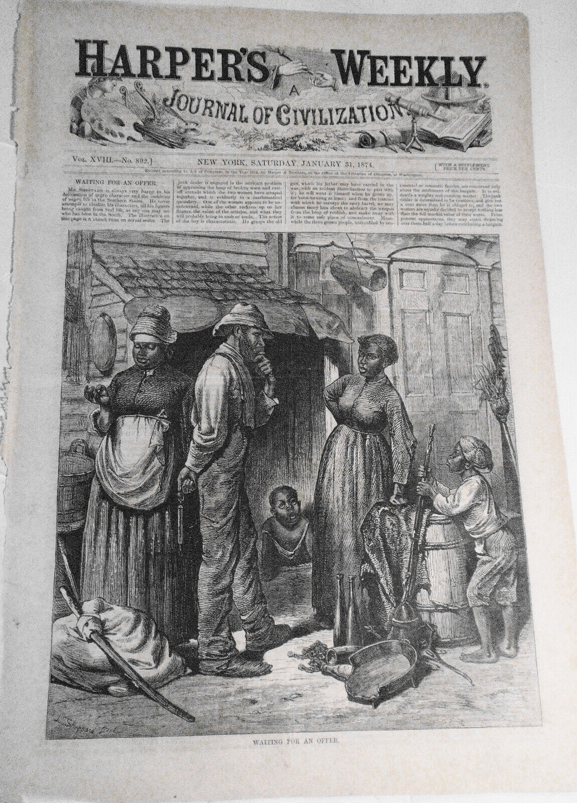 Waiting for an offer - African American junk dealer - Harper's Weekly, 1874