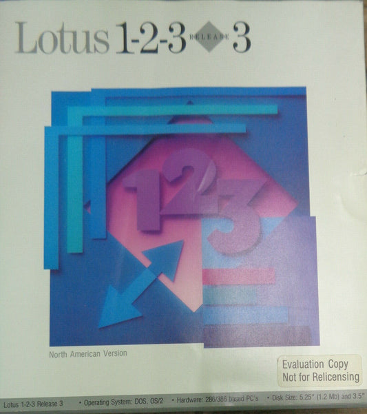 Lotus 1-2-3 Release 3 - 1989  3 1/2 & 5 1/4" - sealed disks, manuals