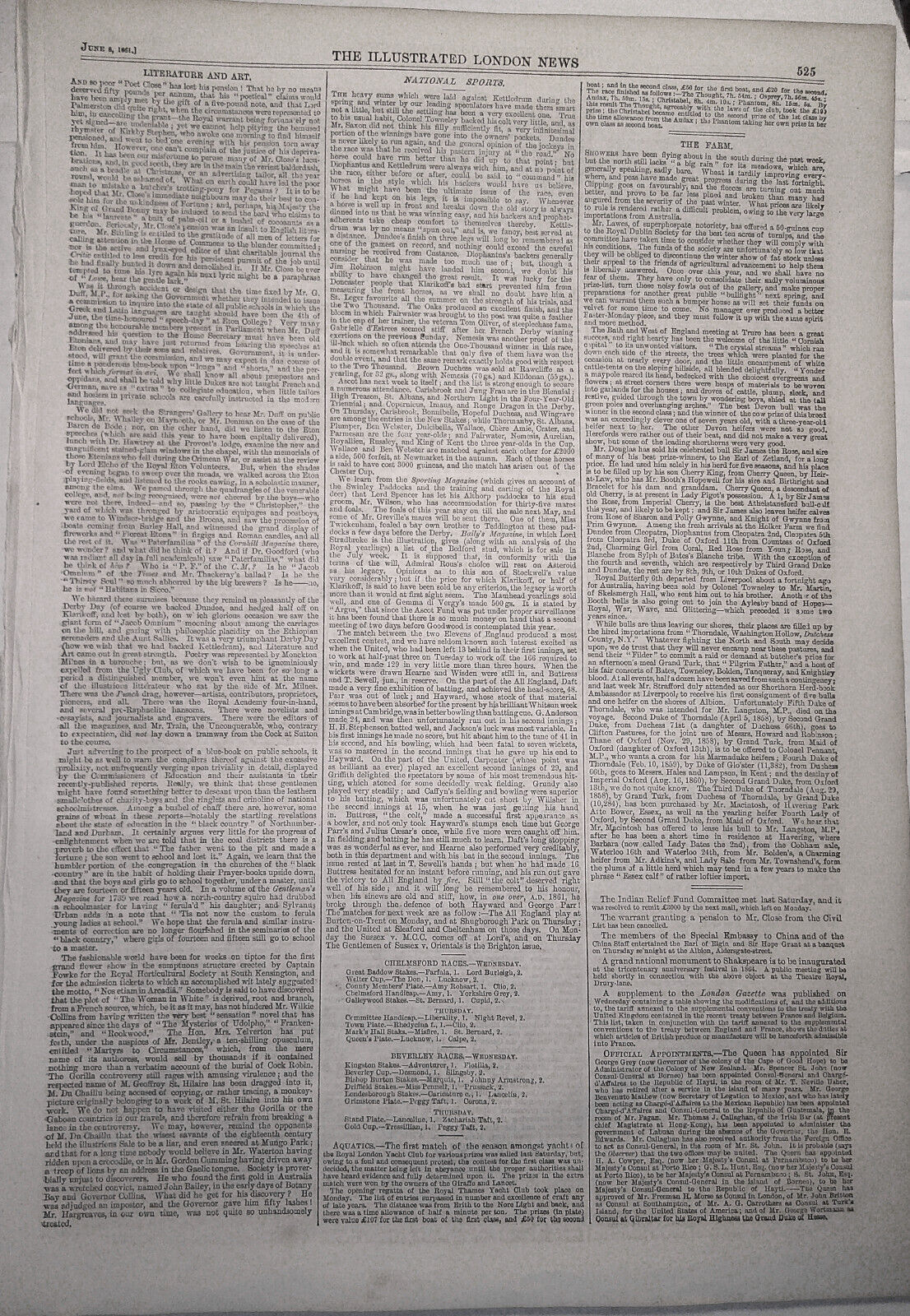 Epsom Races : Amusements On The Downs - Illustrated London News, June 8, 1861