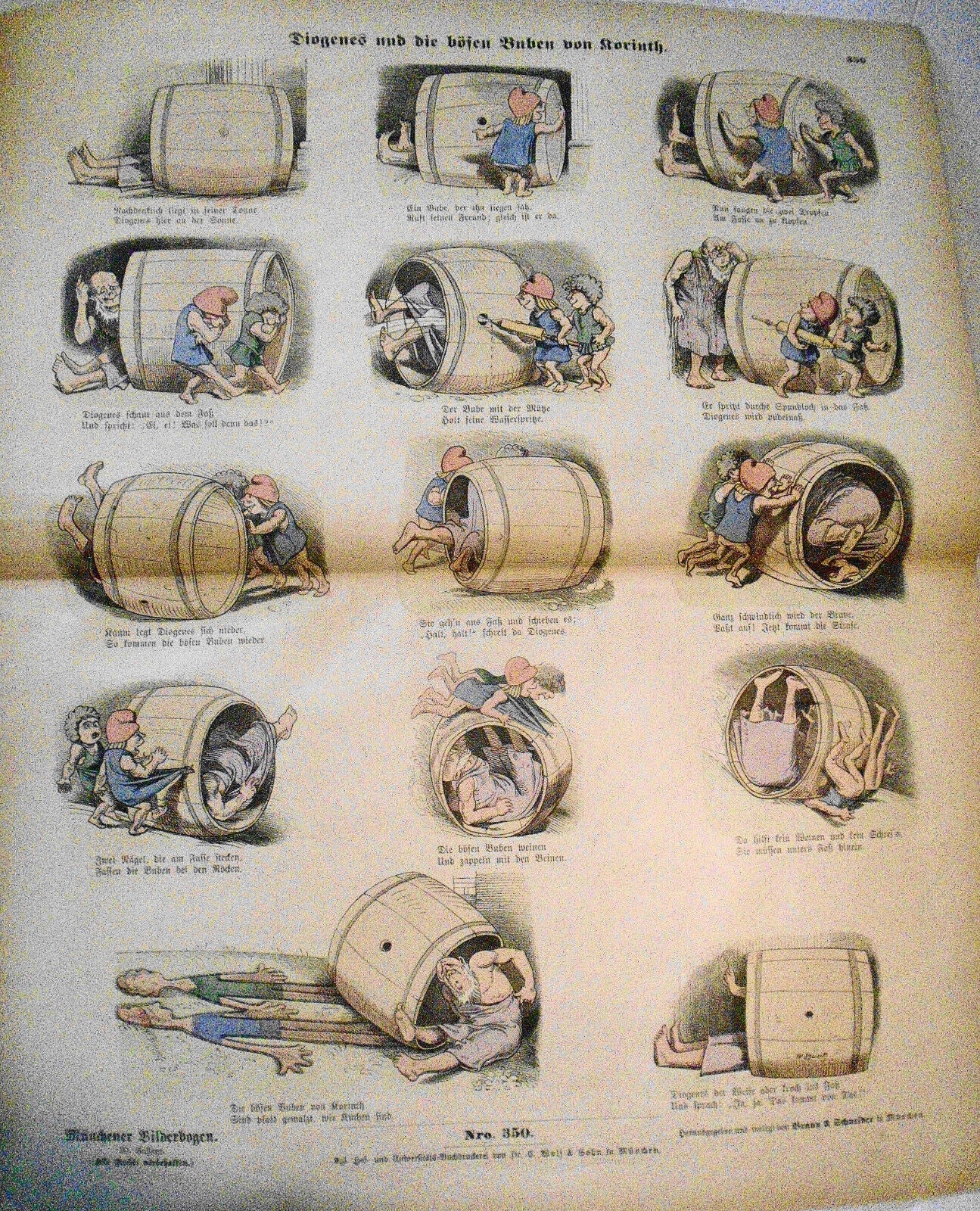 Diogenes und die bösen Buben von Korinth - Münchener Bilderbogen 350. Busch 1890