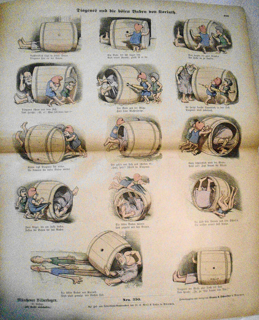 Diogenes und die bösen Buben von Korinth - Münchener Bilderbogen 350. Busch 1890