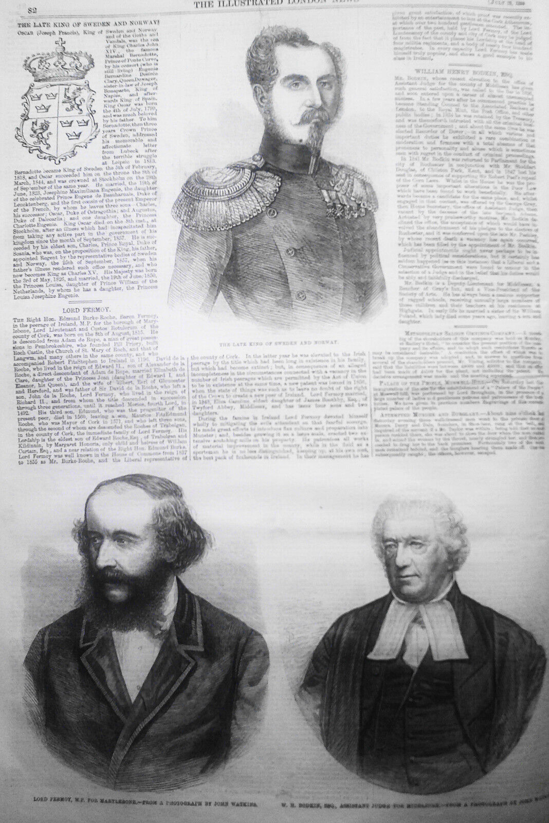 Illustrated London News July 23, 1859. Notre Dame Cathedral Restored. Cattle etc