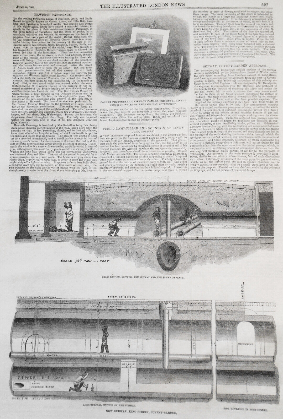 New Subway, Covent Garden Approach - 1861 Original  Illustrated London News