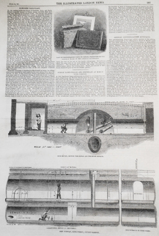 New Subway, Covent Garden Approach - 1861 Original  Illustrated London News