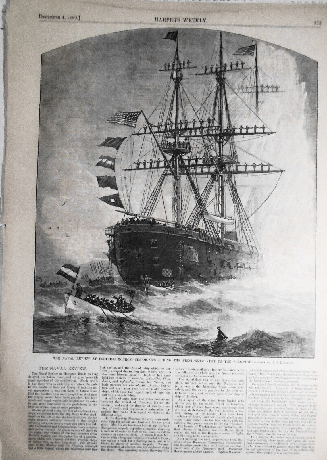 The Naval Review at Fortress Monroe - Harper's Weekly, 1880 - ORIGINAL print