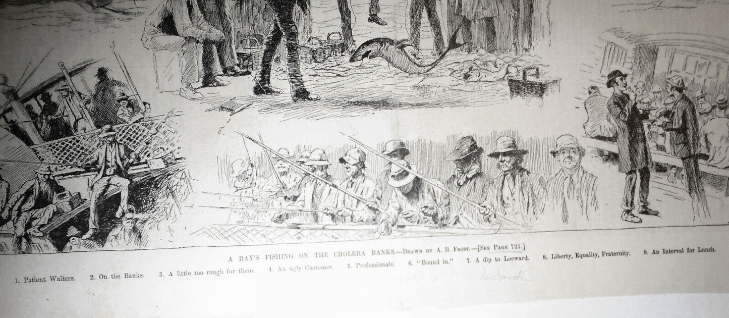 A Day's Fishing On The Cholera Banks, by A B Frost. Harper's Weekly Nov. 1, 1884