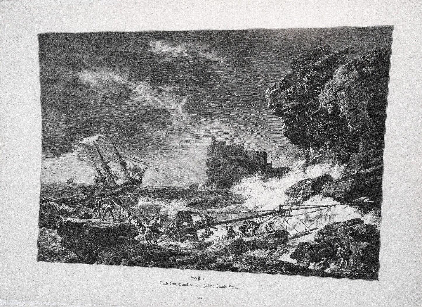 Seestrum, von  Joseph Claude Vernet -- 1886 - Original antique print