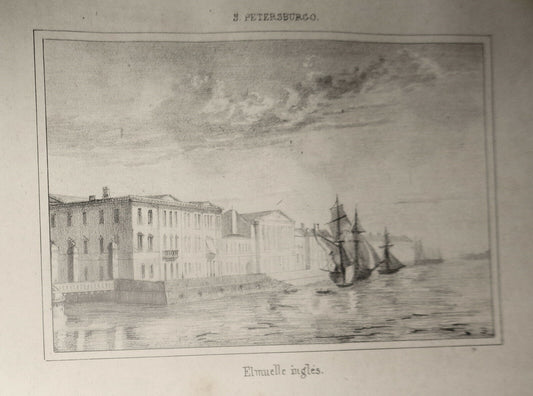 1840 S. Petersburgo - El Muelle Ingles - engraving from El universo pintoresco