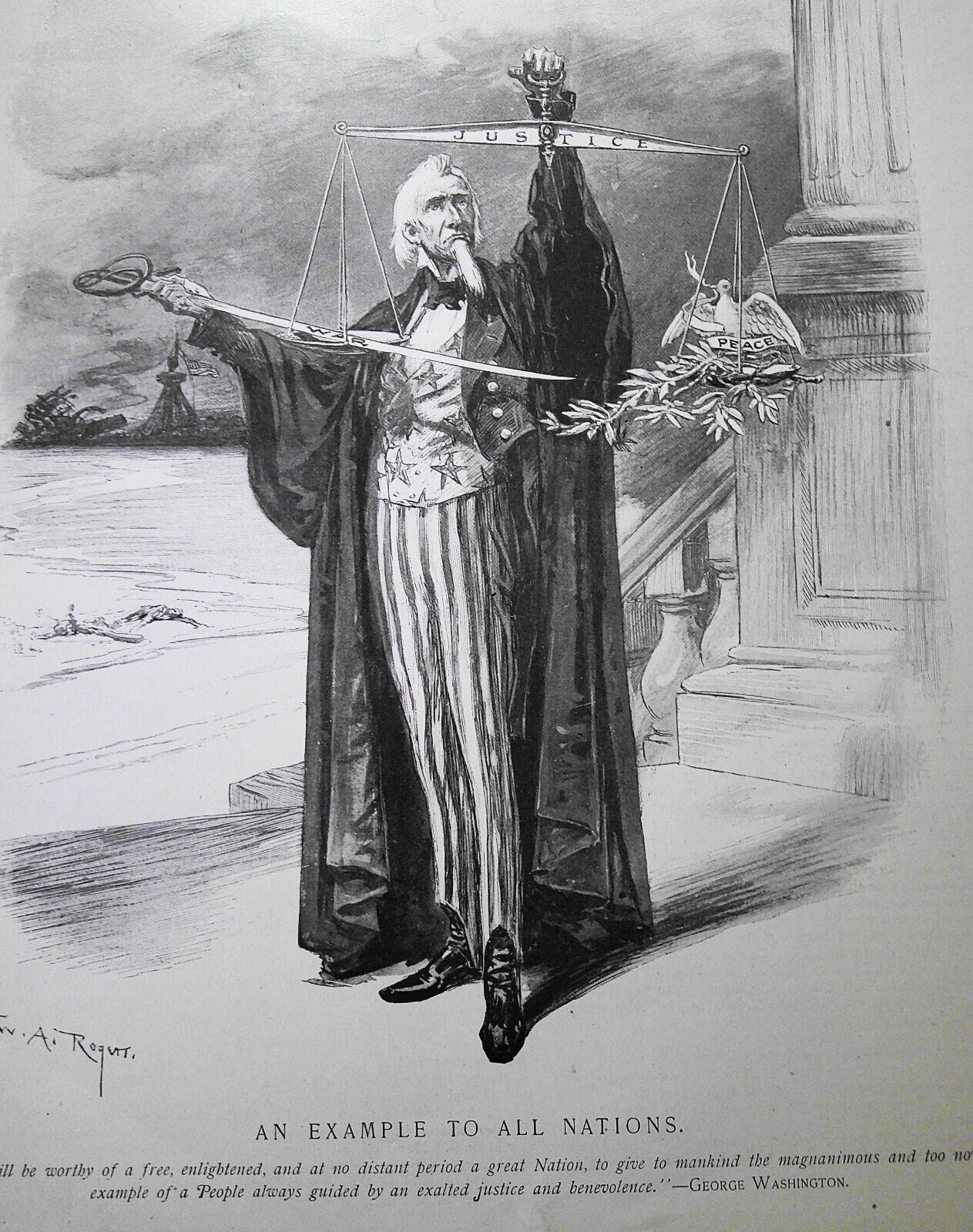 An Example To All Nations, by W. A. Rogers - Harper's Weekly March 12, 1898