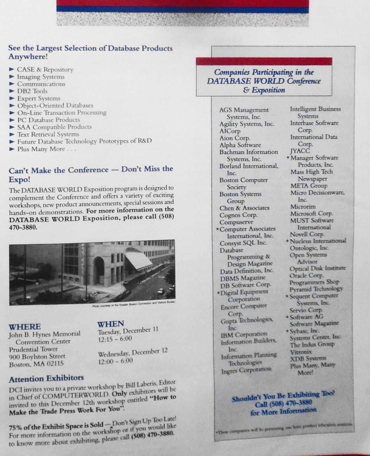 Database World Conference & Expo Program, December 11-13, 1990, Boston, MA.