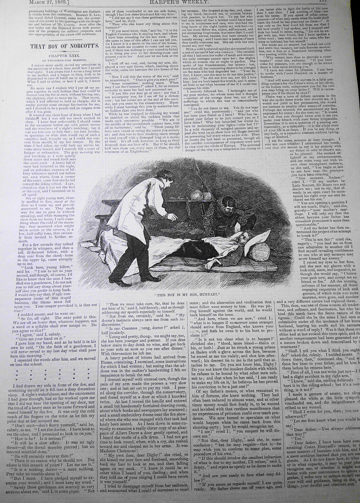 Harper's Weekly March 27, 1869 - Reconstructed cabinet; Arlington Cemetery; etc