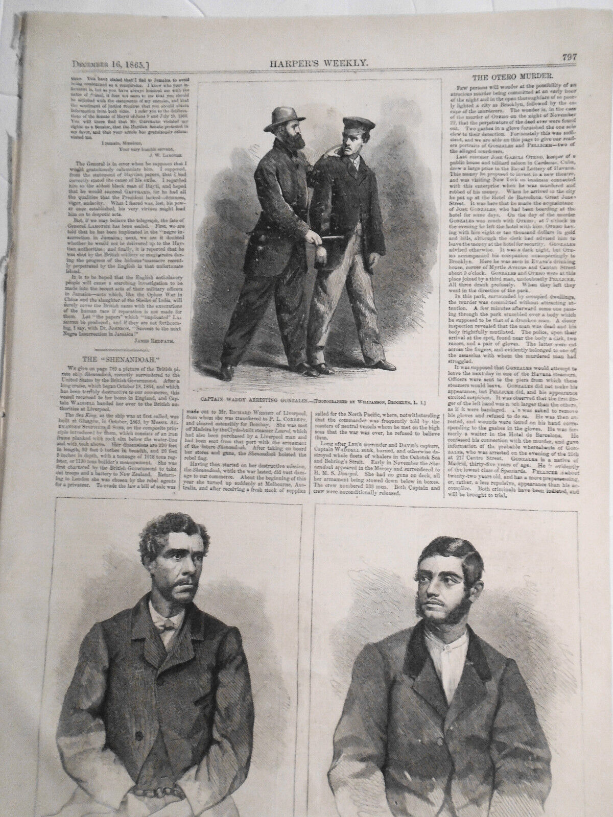 1865 General Lamothe - rebellion in Haiti and Jamaica. Original, Story & Print