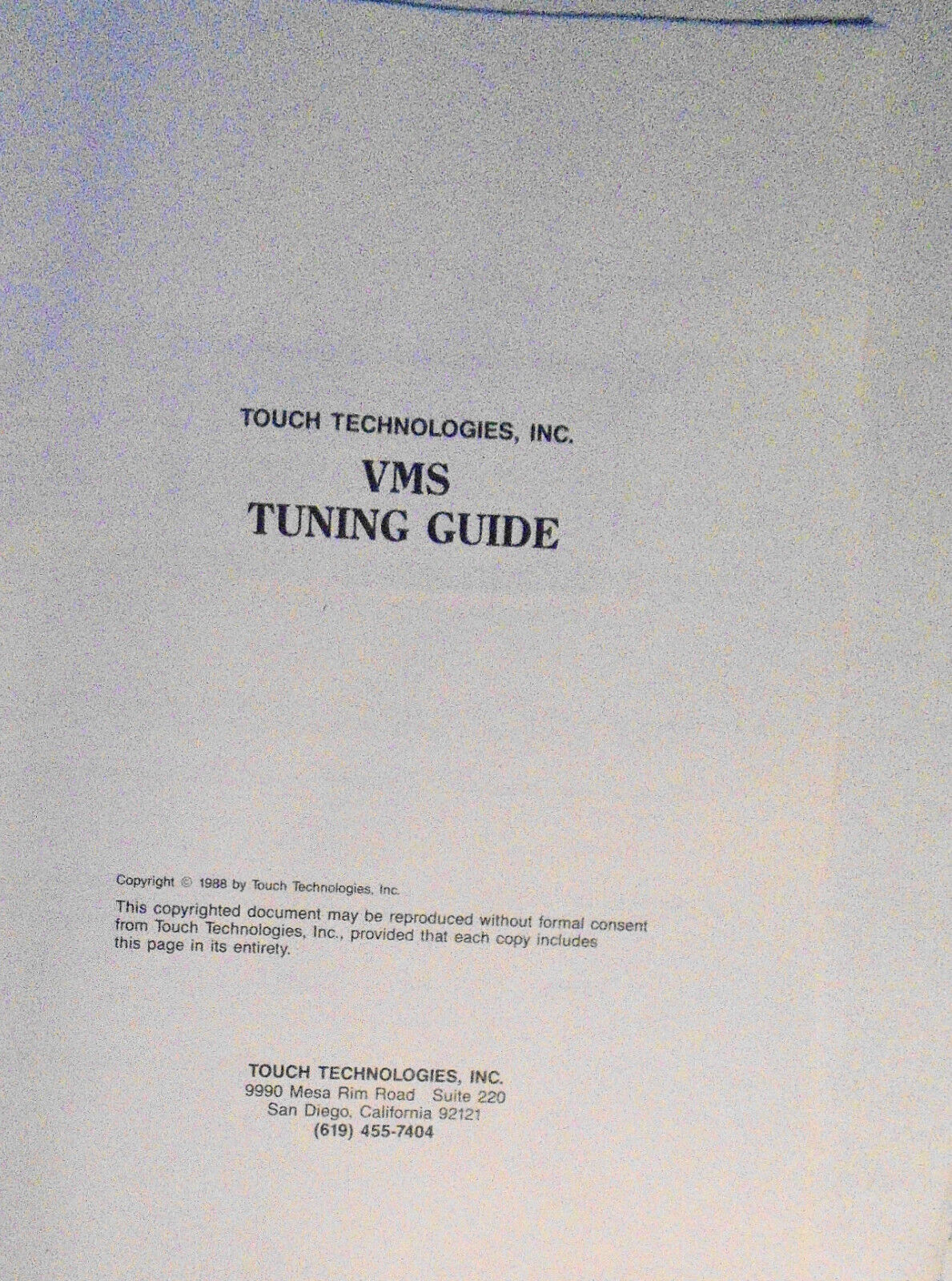 VMS Tuning Guide, by Touch Technologies. 1988.