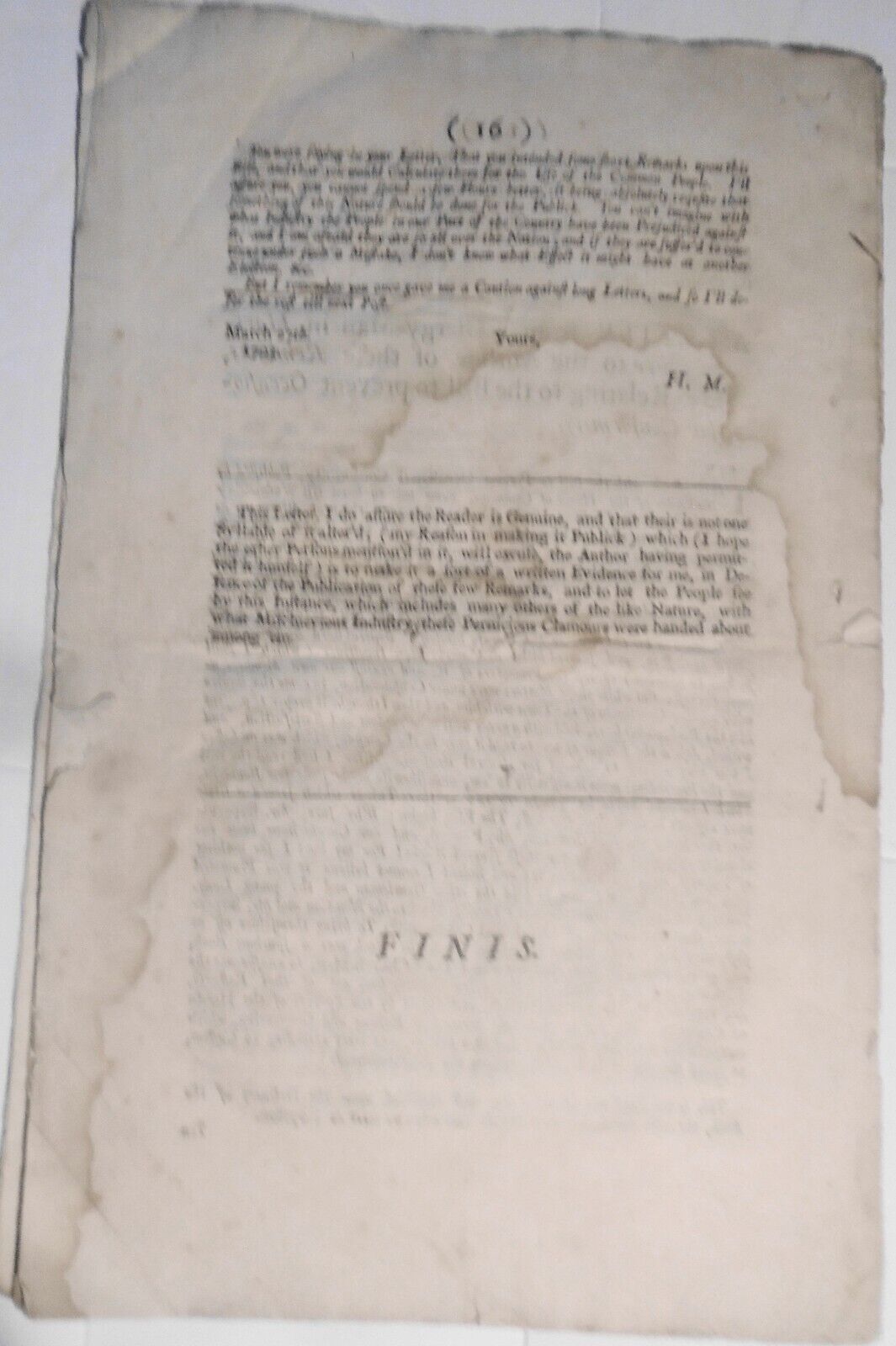 1703 Clamours of dissenters against the bill to prevent occasional conformity