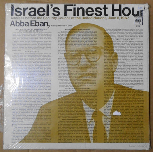 Israel's Finest Hour, by Abba Eba - LP -  *** SEALED*** UN Address, June 6, 1967
