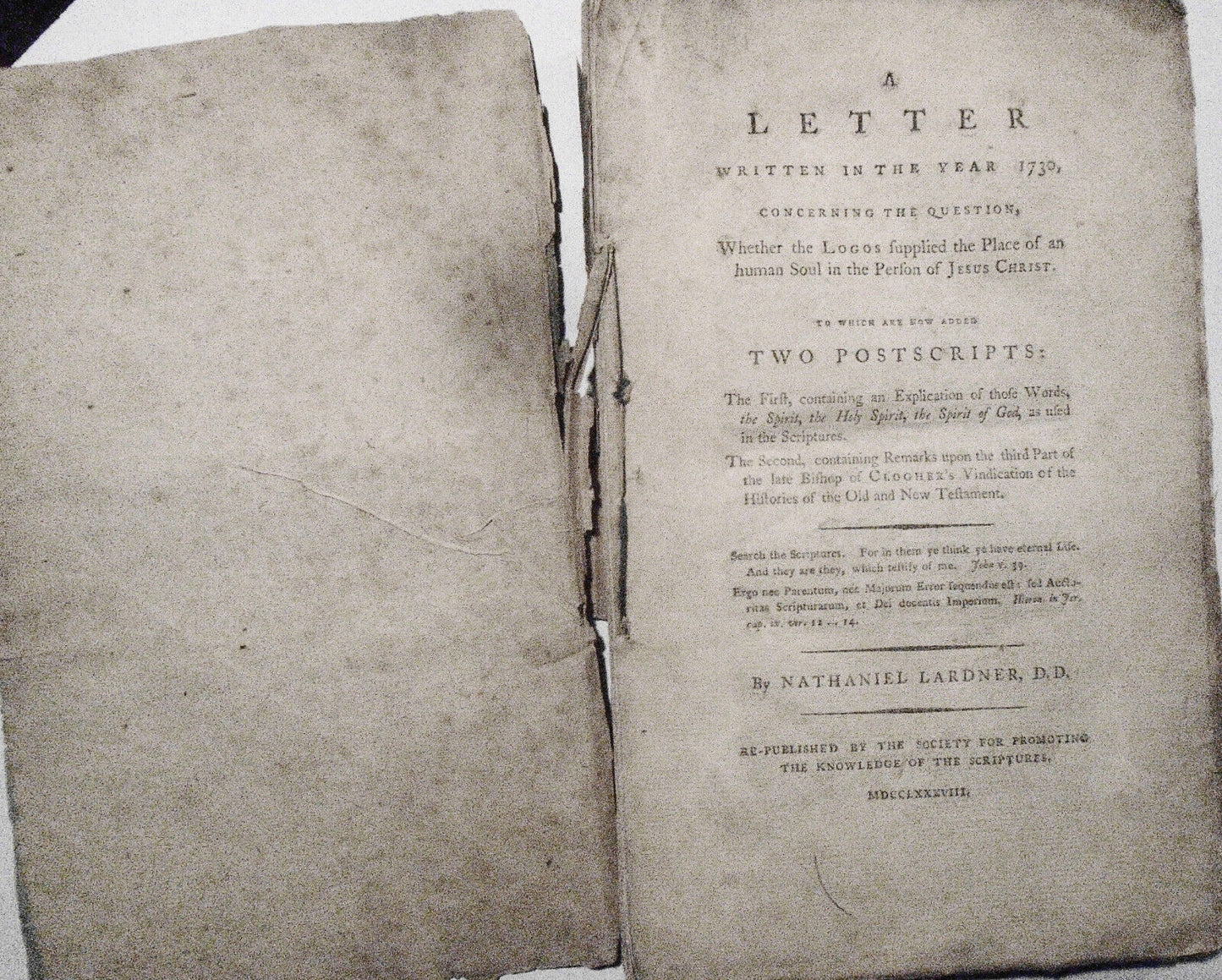 1788. A Letter Written in the Year 1730, by Nathaniel Lardner