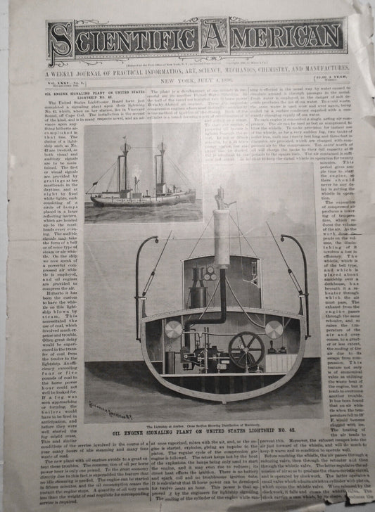Oil Engine Signaling Plant On United States Lightship - Scientific American 1896