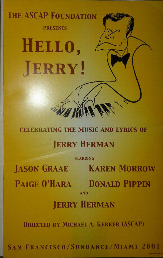 ASCAP FOUNDATION PRESENTS "HELLO JERRY" (Herman) ~ WINDOW CARD POSTER 2001