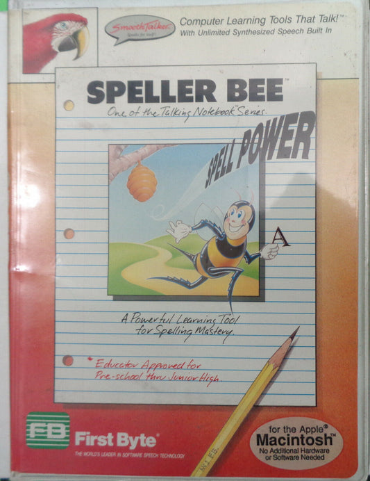 Speller Bee, by First Byte for Apple Macintosh. 1985. Talking Notebook Series.