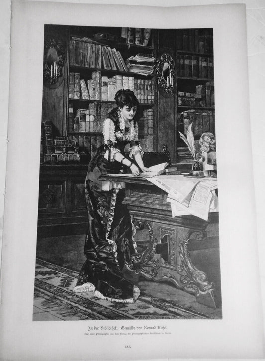 In der Bibliothek, von Konrad Kiesel  --  1882