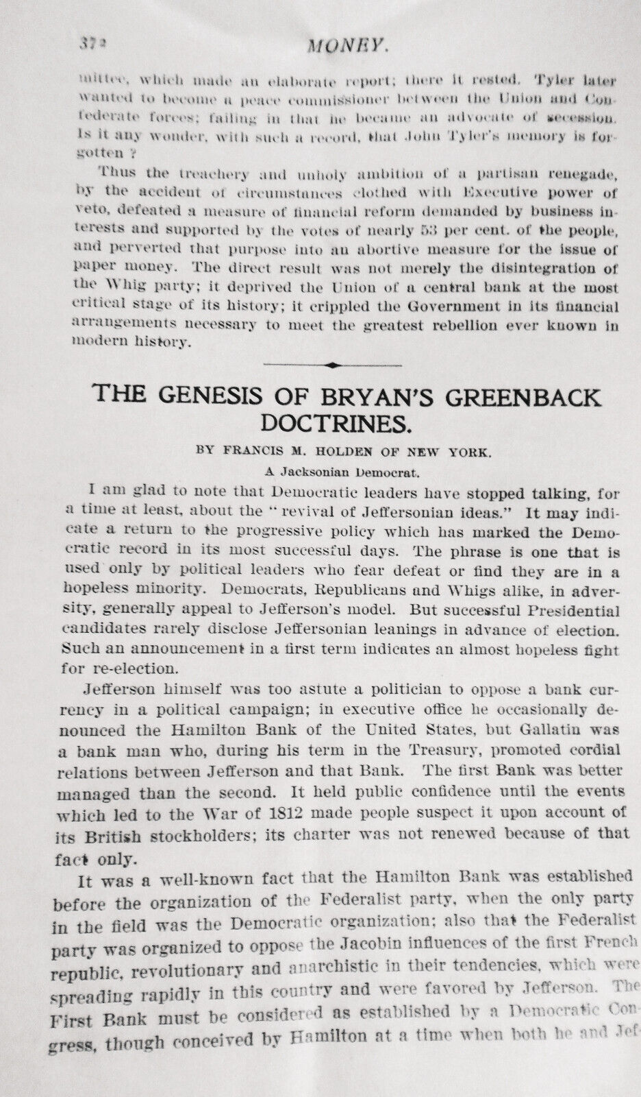 Money Magazine, June 1901. Greenbacks and Sub-Treasury vs. the Central Bank, etc