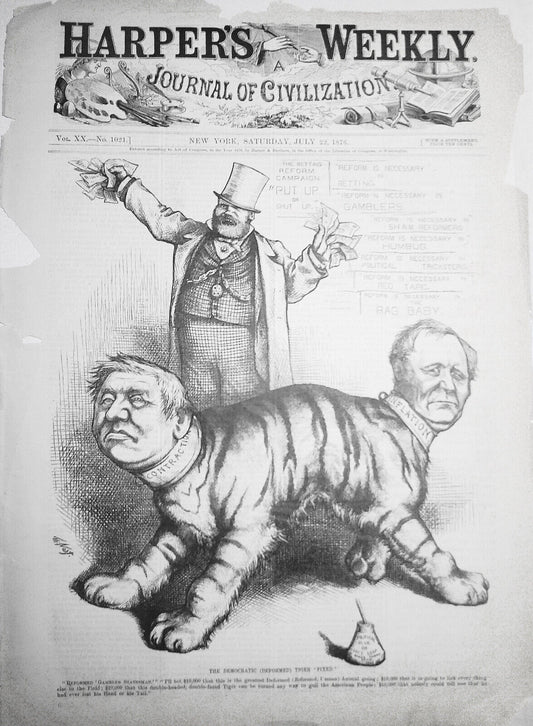 "The Democratic (Deformed) Tiger 'Fixed'", by Thomas Nast. Harper's Weekly, 1876