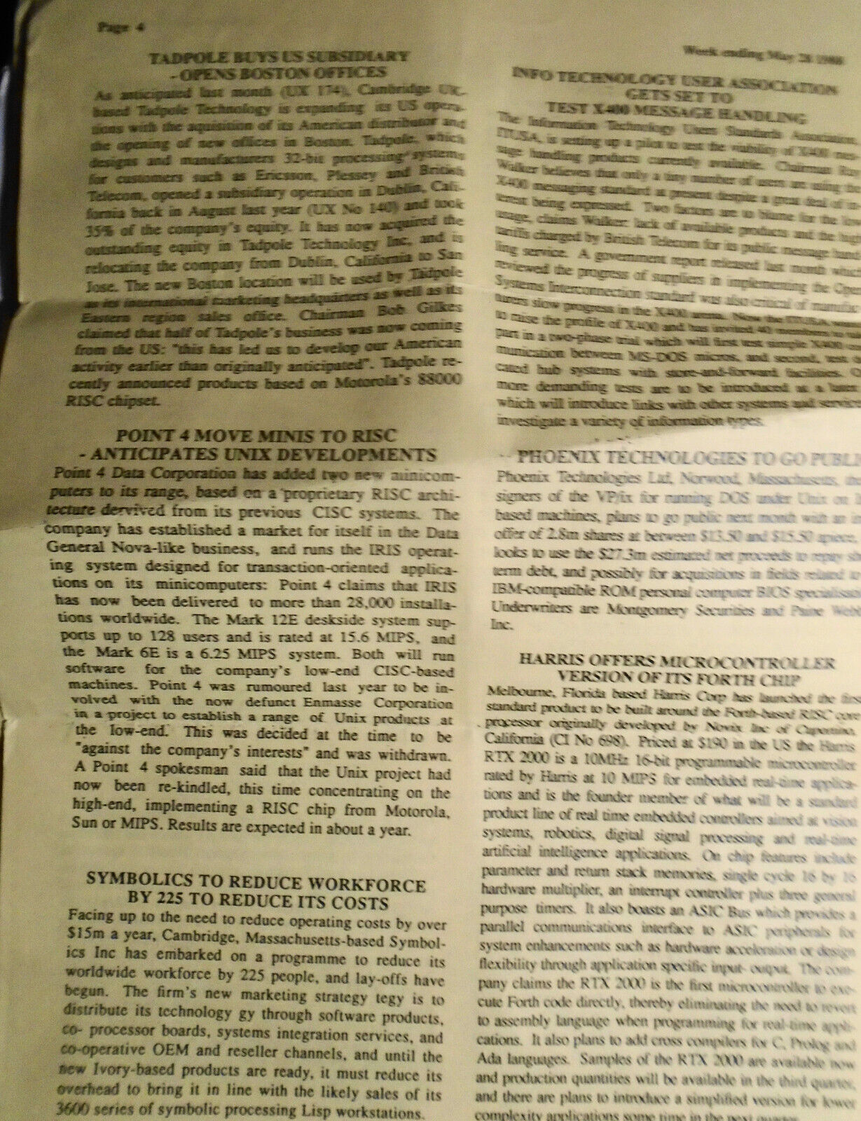 Unigram-X, #181 - May 28, 1988 - London weekly for UNIX manufacturers, et al