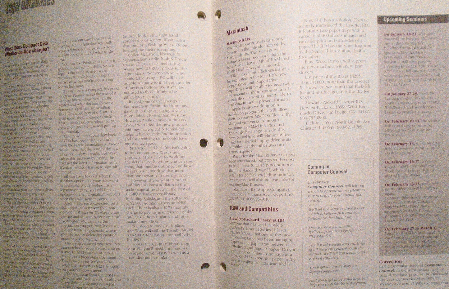 Computer Counsel, January 1989. By Law Bulletin Publishing Co.