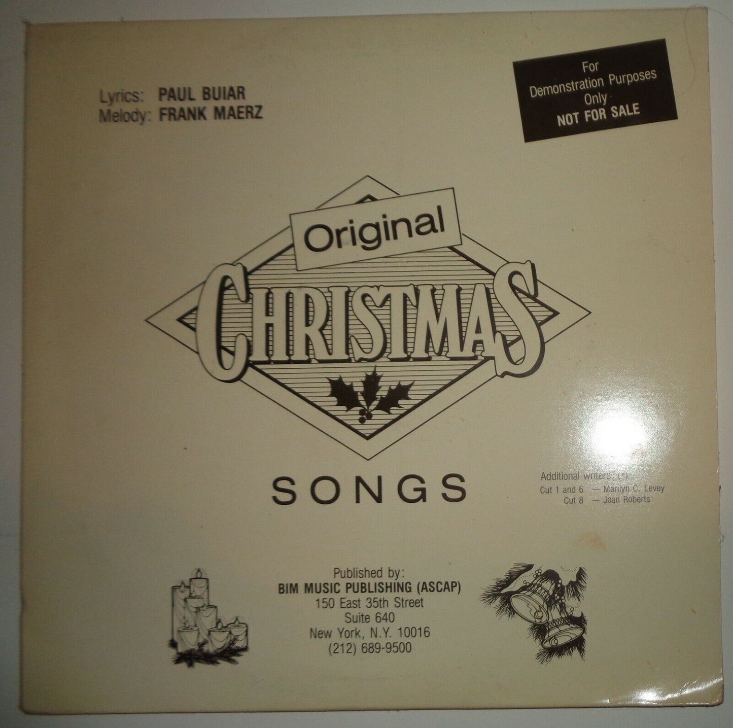 Original Christmas Songs LP - Paul Buiar (lyrics); Frank Maerz (music). BIM Musi