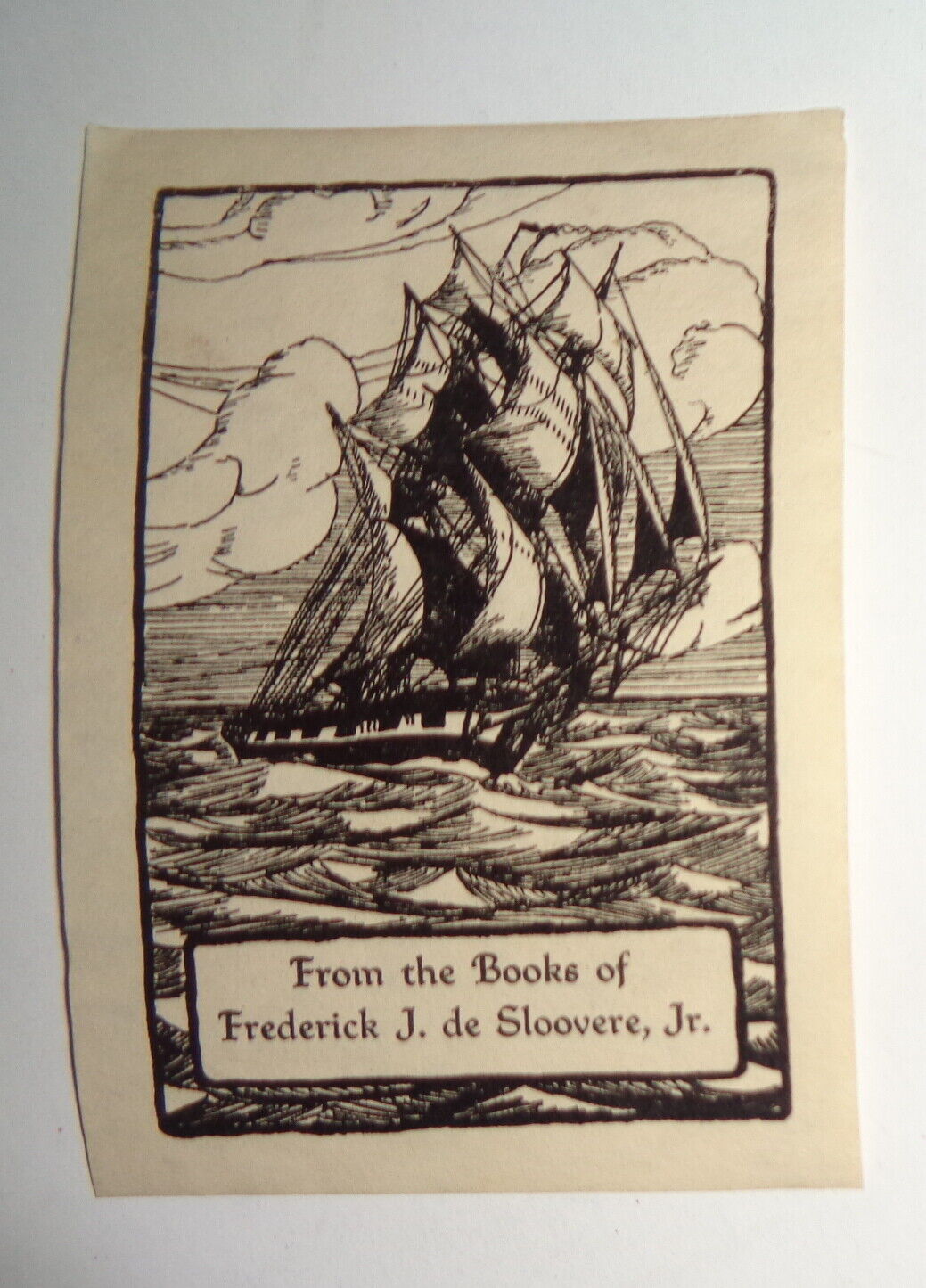 Frederick J. de Sloovere, Jr. Ex Libris Bookplate - 1936