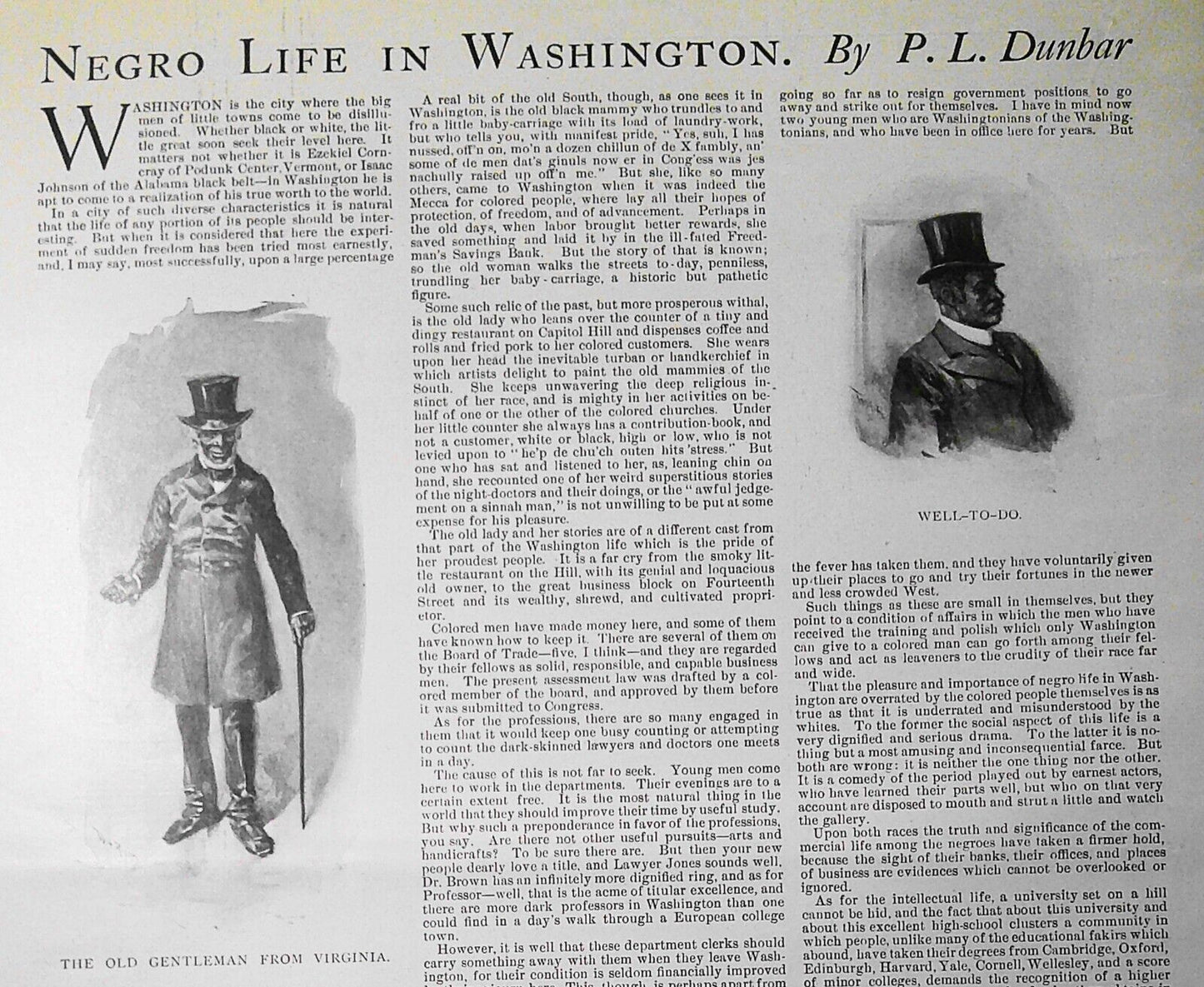 Negro Life in Washington by Paul Laurence Dunbar - Harper's Weekly 1900 original