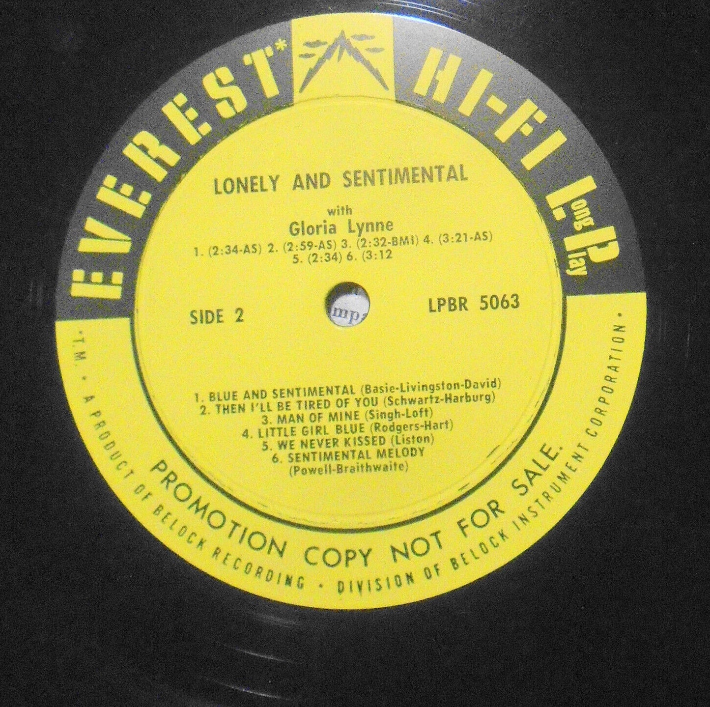 Gloria Lynne - Lonely and Sentimental - Promo LP 1960. Everest LPBR 5063. Mono.