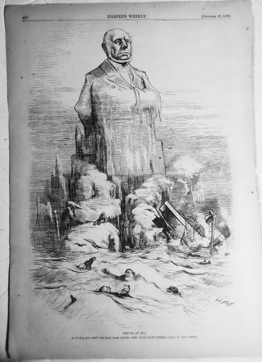 "Struck - At Sea", by Thomas Nast  - Harper's Weekly, 1876