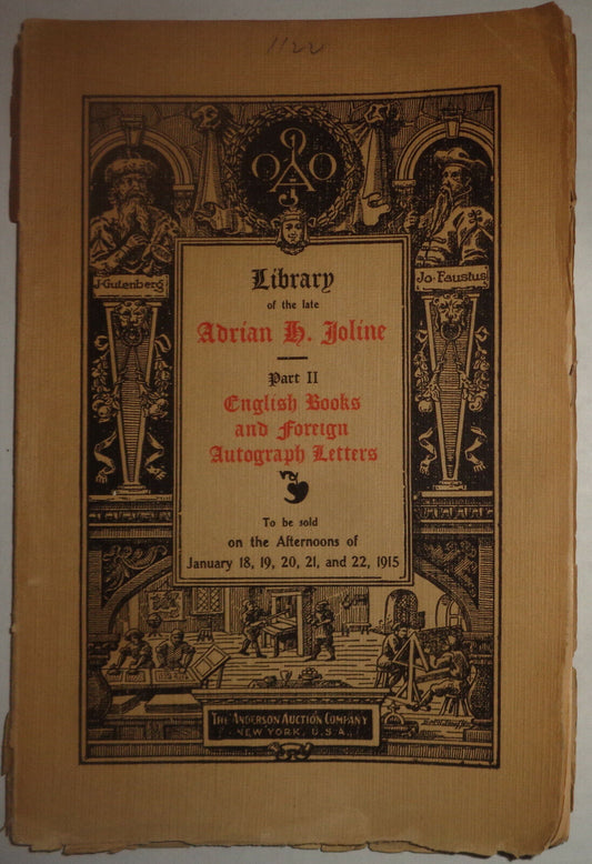 1915 Library of Adrian Joline: part II English books... Anderson Auction Company