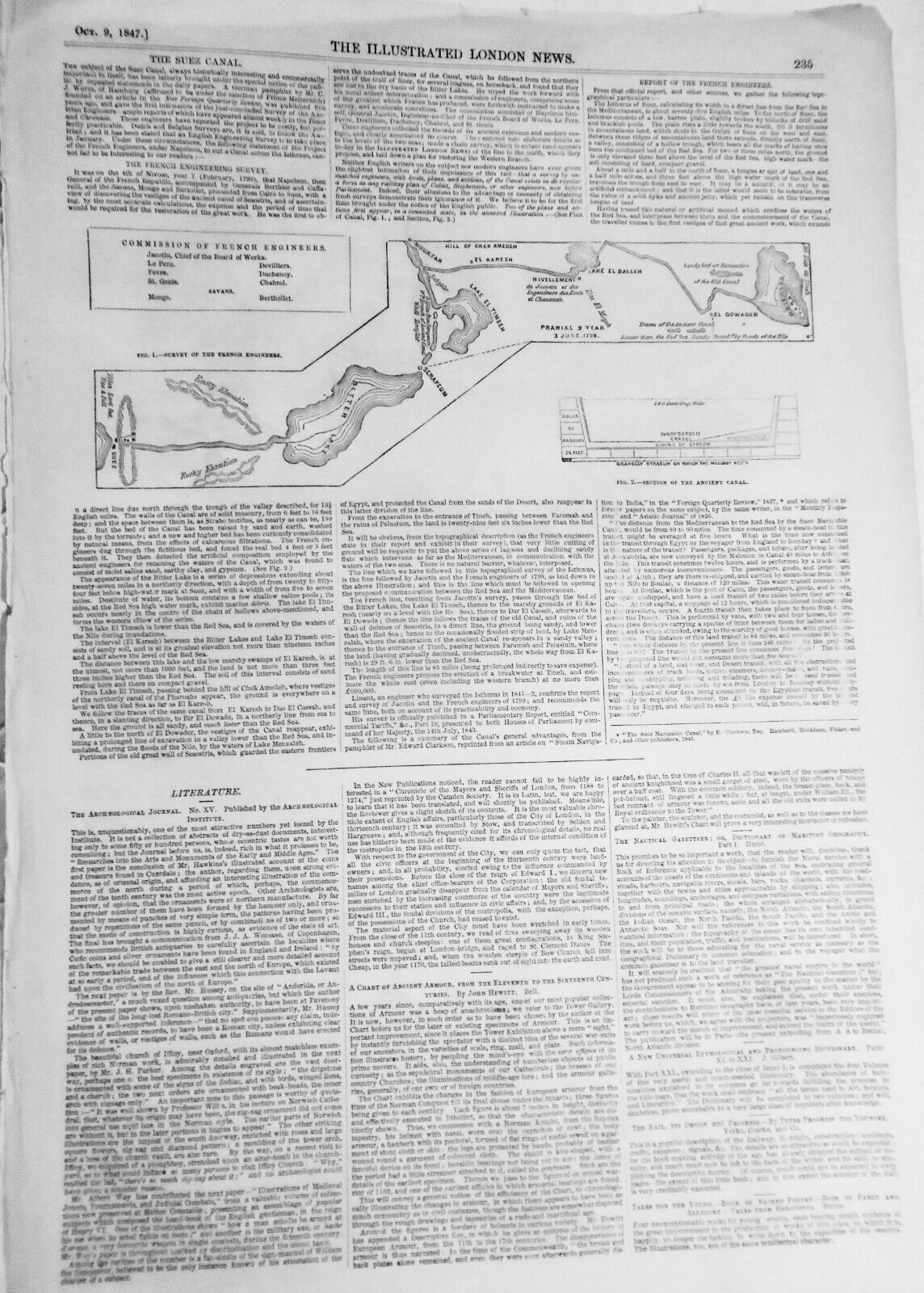 The Suez Canal [Proposal] - Report of the French Engineers. 1847. Prints & story