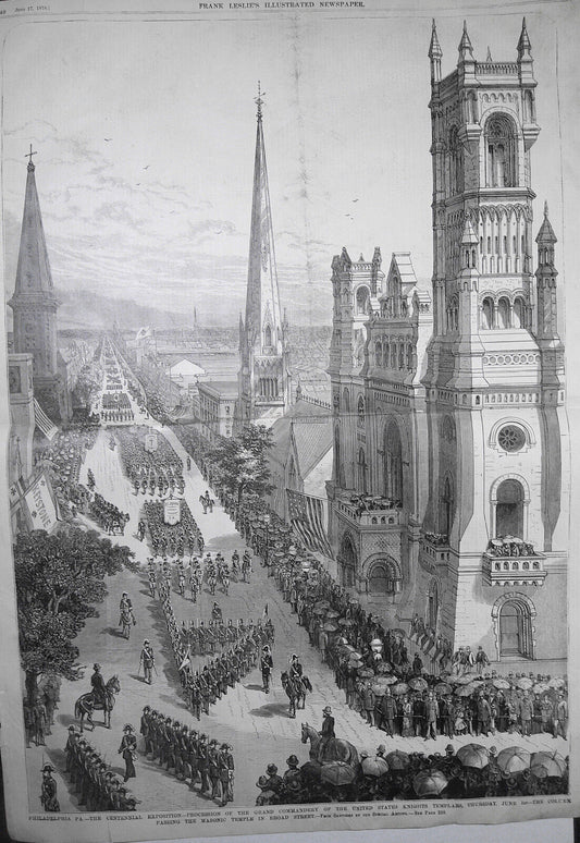 1876 Procession of Knights Templars at Centennial Exposition, in Frank Leslie's