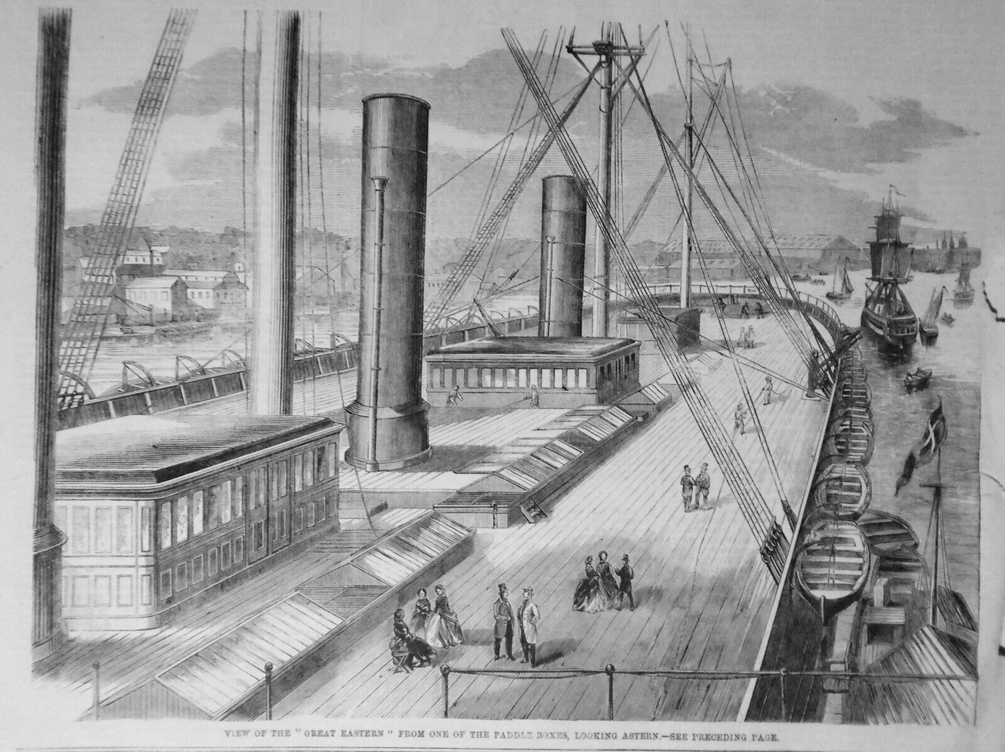 1859  View of "Great Eastern" From One Of The Paddle Boxes + Family Saloon Cabin