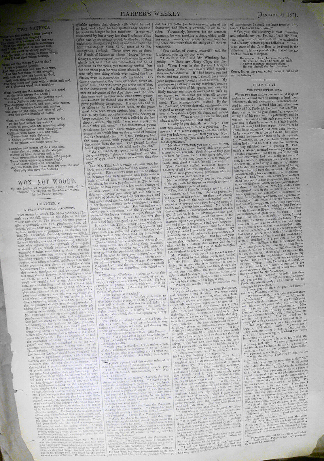 "Cared For" and "Uncared For" - Harper's Weekly,  1871 -  2 prints Paris war