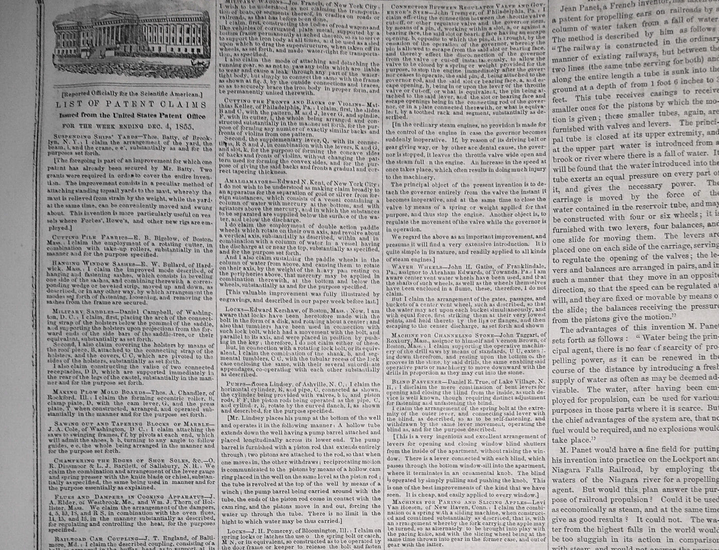 Scientific American, December 15, 1855. Drilling and Boring Machine, etc