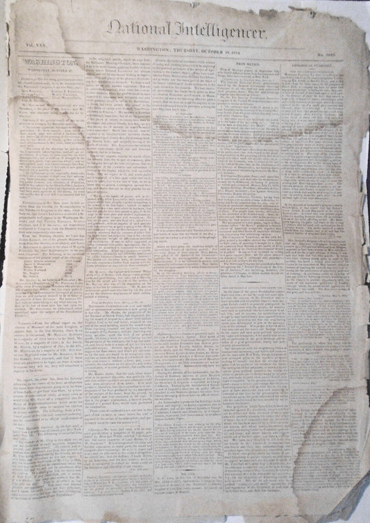 National Intelligencer October 28, 1824. $100 reward for Negro TOM runaway slave