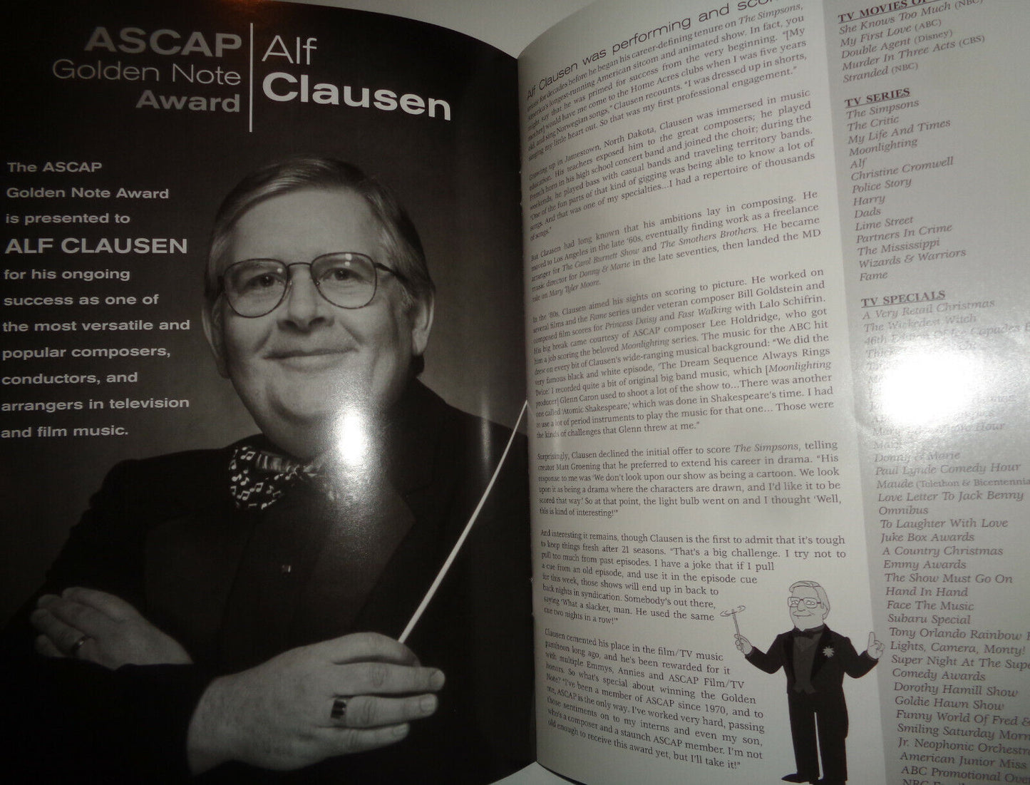 2011 ASCAP Film and Television Music Awards - Souvenir Program - Alf Clausen ..