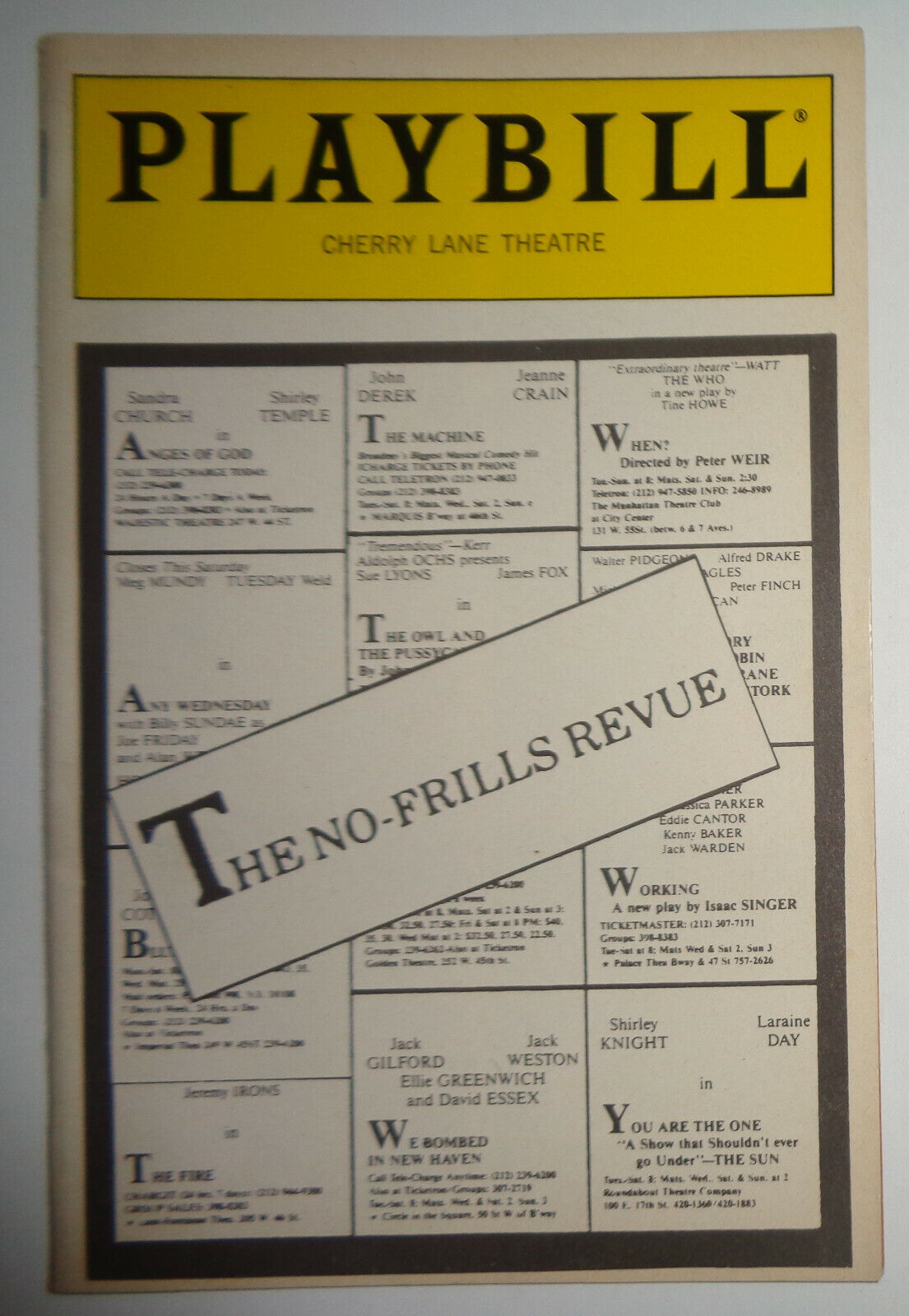 THE NO-FRILLS REVUE - PLAYBILL - JANUARY 1988 - VOL. 88 NO. 1