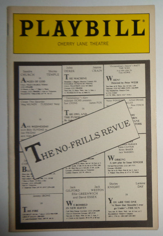 THE NO-FRILLS REVUE - PLAYBILL - JANUARY 1988 - VOL. 88 NO. 1