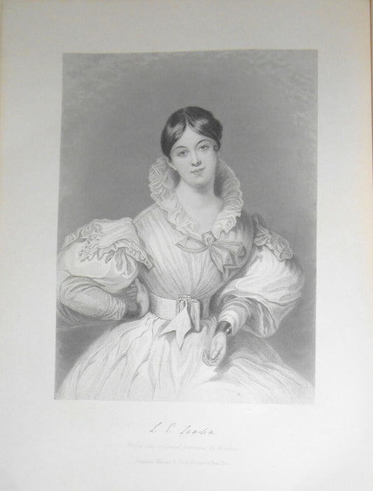 Letitia Elizabeth Landon  -  portrait engraving - 1876 Duyckinck Int'l Gallerie