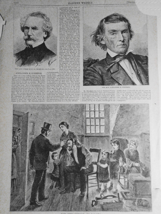 Hard Times -- Rent-day - Harper's Weekly - Original Print,  December 20, 1873